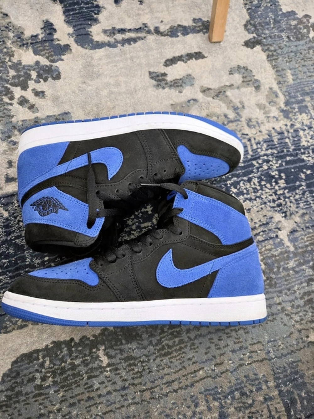 Nike Air Jordan 1 Mid High-Top Sneakers in Blue & Black